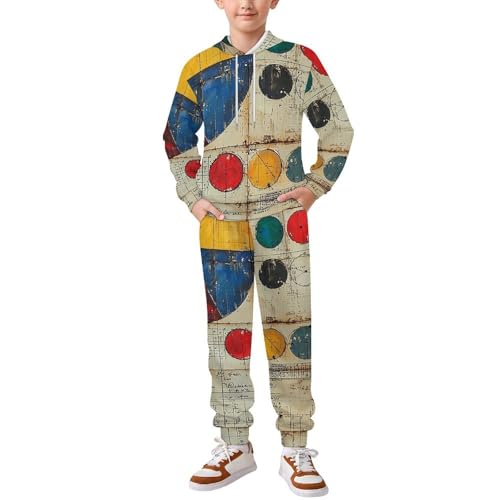 Boy's Girl's 2 Piece Outfits Graphic Sweatshirt Kid Long Sleeve Hoodie Set, Math Formula Art