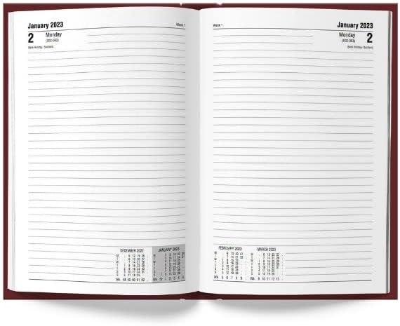 Primes DIY 2023 A4 2 Pages Per Day Classic Appointment Diary Office Diary Hardback Casebound Diaries (Black)