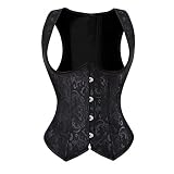 Jutrisujo Corset Underbust with Straps Womens Steel Boned Jacquard Waist Cincher Bodyshaper Vest Plu