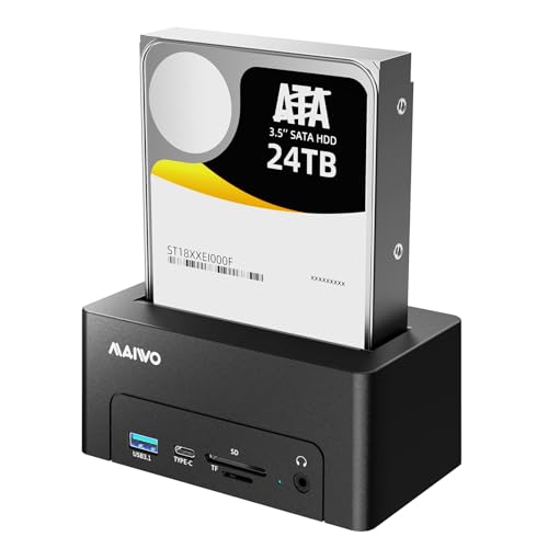 Image of MAIWO Hard Drive Docking Station for 2.5 3.5 Inch SATA HDD SSD, USB 3.0 /eSATA 5Gbps Speed with UASP, 24TB Capacity, External HDD Reader