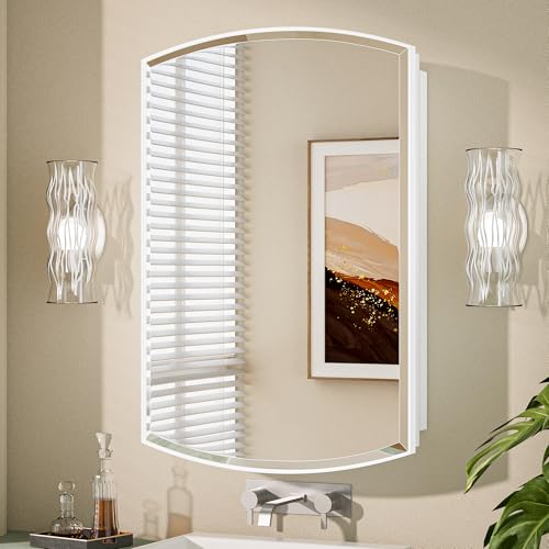 Image of Keonjinn Matte White Medicine Cabinet with Mirror 20x 30 Inch, Metal Framed
