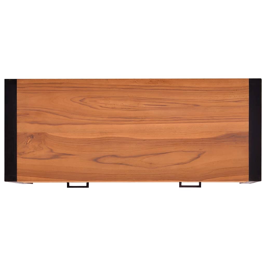 Scrivania in legno di teak massiccio, 100 x 40 x 75 cm, con 2 cassetti e spazio portaoggetti, struttura in legno stabile, ideale come scrivania per computer, ufficio, gaming, home office