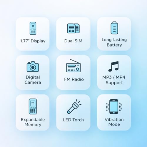 Image of HOTLINE HC 56 Dual SIM Keypad Mobile Phone with 1.77 inch Display, Wireless FM, Digital Camera, Expandable Memory, LED Torch and 3000 mAH Long Battery Life | 3000 mAH Battery