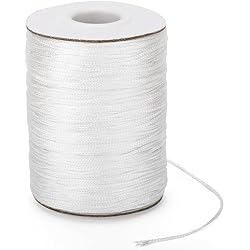 Persianas Chinas G2PLUS 100M Hilo de Reborde Cuerda Trenzada, Cordón de satén 1.5mm Nylon para Hilo para persianas de Aluminio, DIY Tejer,artesanías, envoltorios, decoración, Jardinería?Blanco?