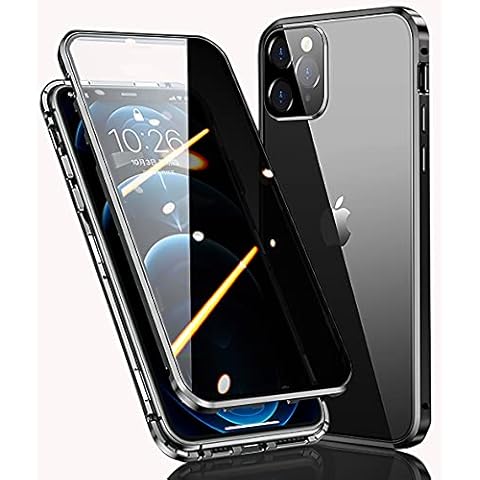 Privacy Case for iPhone 13 Pro Max Magnetic Cover,Anti-peep Tempered Glass Double-sided Case Built-in Camera Protector,Metal Bumper 360 Full Cover Anti-Spy Phone Case for iPhone 13 Pro Max,Black Cover