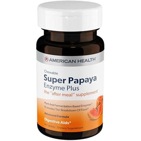 American Health Super Papaya Enzyme Plus Chewable Tablets, Natural Peppermint Flavor - Promotes Digestion & Nutrient Absorption, Contains Papain & Other Enzymes - 90 Count, 30 Total Servings Cover