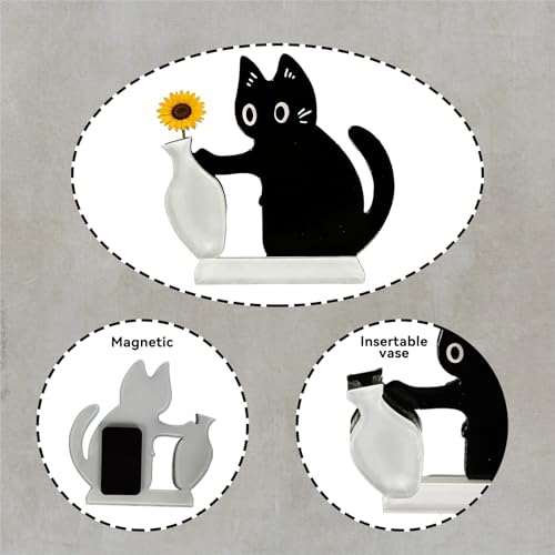 Imán decorativo para refrigerador gato negro acrílico miniatura 5