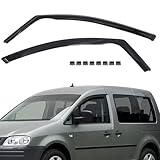ANEELV Zweiteiliger Fenster-Regenabweiser für Volkswagen Caddy(2005–2018). Einteiliger Windabweiser, Regen- und Windabweiser, einfach zu montieren, Schwarz