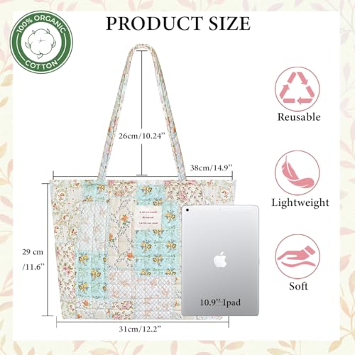 Image of Sunwel Fashion Top Zipper Floral Quilted Bag Small Tote Bag for Women