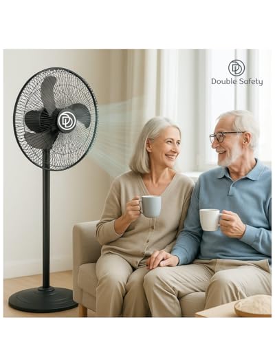 Image of High Speed Pedestal Fan | Black Farrata Fan | 3 Speed Settings | Standing Fan for home & office | 2400 RPM Powerful airflow | Pankha | 400 mm sweep size