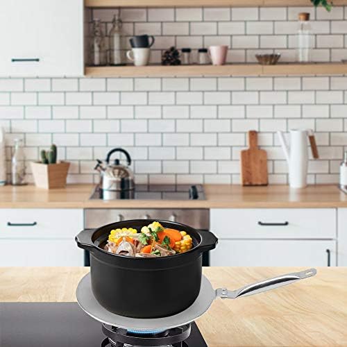 Induction Hob Heat Diffuser Ring Plate, Simmer Ring Pan Mat Hob, Gas Electric Cookers Stable, Heat Diffuser Stainless Steel Converter for Induction Hob with Heat Proof Handle(24cm)