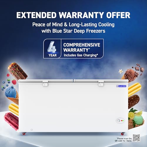 Image of Blue Star HT4-N575, 575 Liter Hard Top Double Door Deep Freezer (515 Liter, White, 4-star)