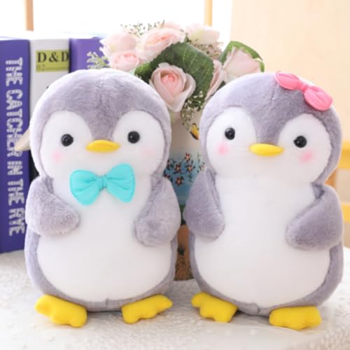 Aurasky Pinguin Kuscheltier Süß, Plüschtier Pinguin 25cm, Pinguin Stofftier zum Kuscheln & Spielen, Plüschpinguin Kissen Puppe Geschenk für Fans Kinder Mädchen Jungen(2-Teiliges)