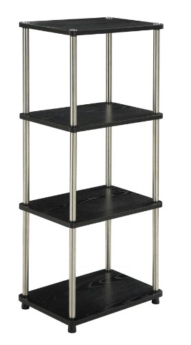 Convenience Concepts Designs2Go 4-Tier Bookshelf/Media Tower, Black