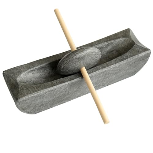 Molinillo de piedra de mano para especias, té y café, juego tradicional de rodillo y pilón de piedra azul para moler fresco en casa