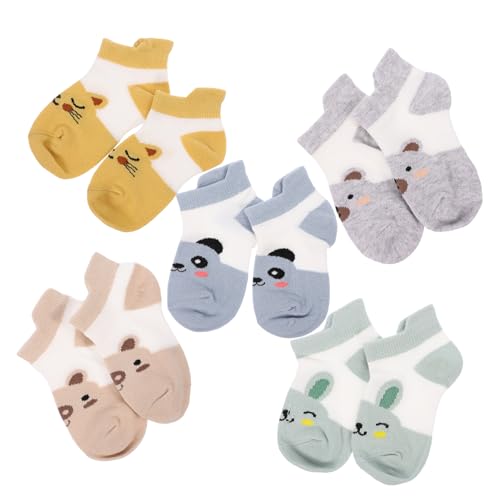 ibasenice 5 Calcetines de Algodón para Niña Diseño de Animales Transpirables y Cálidos S Unisex para y