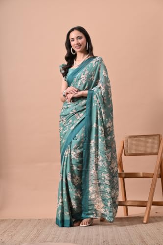 Image of MIRCHI FASHION Women Saree | Chiffon Chevron Zig Zag Printed Office Wear Sari with Blouse