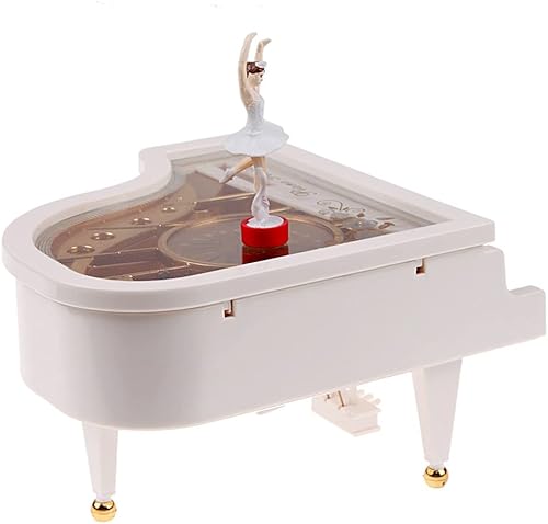 Miniatura 1 de HOUKAI Caja de música romántica con diseño de piano clásico bailarina manivela de mano cajas musicales cumpleaños boda amor regalo para decoración