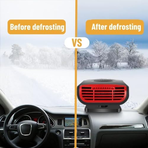 Showvigor Autoheizung 12V Zigarettenanzünder, 150W Anti-Beschlag Auto-Heizung Windschutzscheibe Defroster, 360° Drehbarer Scheibenenteiser Car Heater
