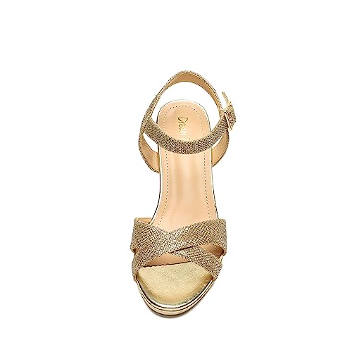DREAM PAIRS DREAM PAIRS Women's Chunky Heels Open Toe Ankle Strap Sparkly Heels Pump Sandals,Size 10,Gold/Glitter,ICE-1