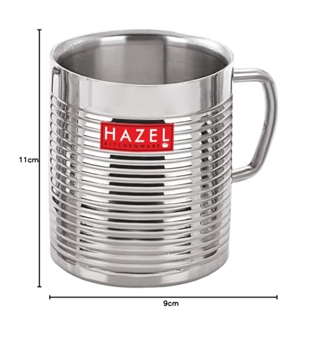 Image of HAZEL Stainless Steel Double Wall Coffee Mug Set of 6, 300 ml (Each) | Multipurpose Mug | Tea Cup Big