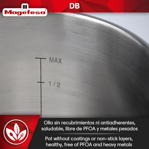 Magefesa DB - Olla Express Rápida de 6 Litros, Acero Inoxidable 18/10, Apta para Todo Tipo de Cocinas Incluida Inducción, 5 Sistemas de Seguridad - imagen 7