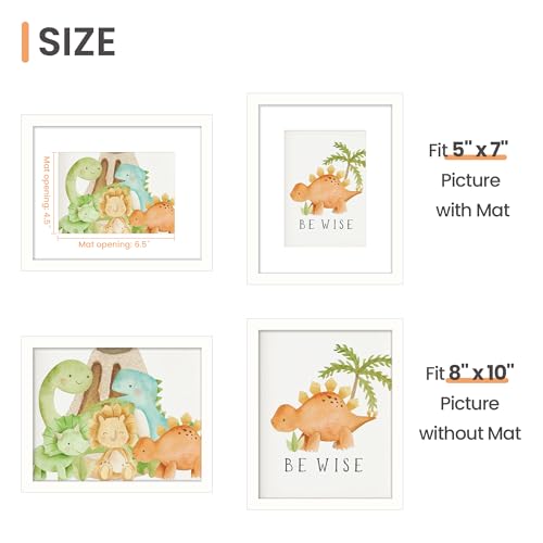Image of upsimples 8x10 Picture Frame, Display Pictures 5x7 with Mat or 8x10 Without Mat, Wall Hanging Photo Frame, White, 1 Pack