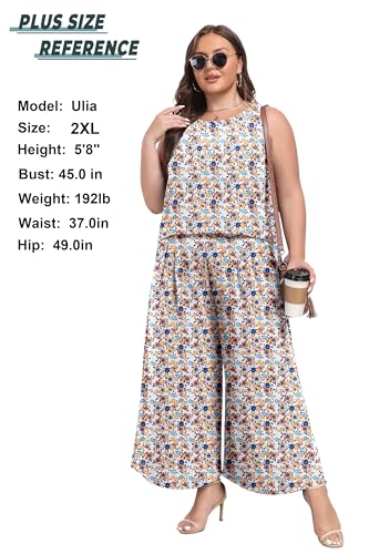 Lepunuo Womens Summer Two Piece Sets Wide Leg Pants Sets Beach Outfits — view 3