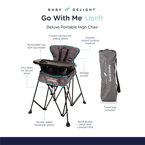 Baby Delight Go With Me Uplift Deluxe Portable High Chair | Indoor And Outdoor | Teal And Grey #TOP1