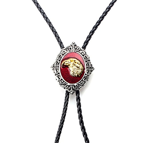 F Fityle Couro Preto Cowboy Ocidental Rodeo Bolo Gravata Águia De Ouro Colar De Pingente De Gravata