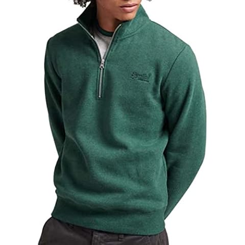Superdry Vintage Logo Embroidered Zip Henley Campus Green Marl (as8, alpha, x_l, regular, regular, XL) Cover