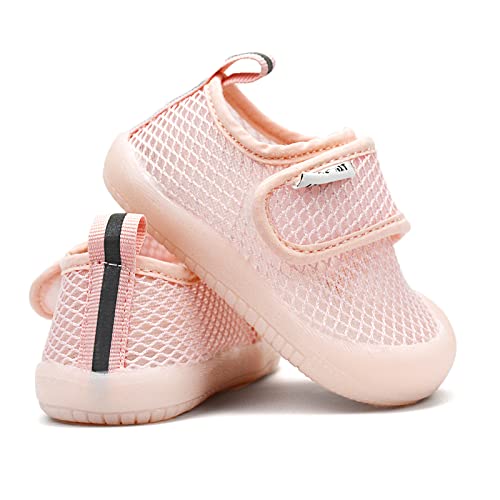 Baby Boy Girl Shoes Lightweight Breathable Toddler Mesh Sneakers Beach Water Shoes Non-Slip First Walking Shoes 6 9 12 18 24 Months(12-18 Months, 1-Pink) #TOP4