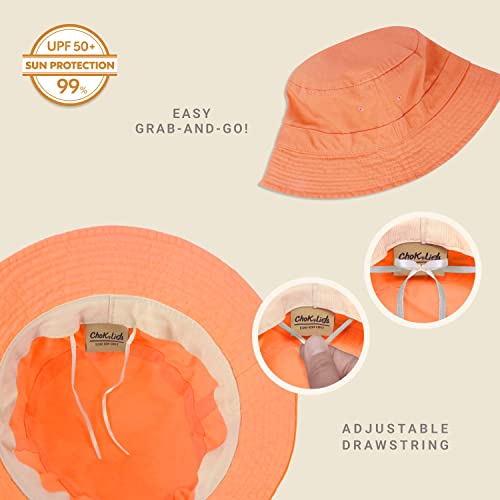 Chok.lids Cotton Bucket Hats Unisex Wide Brim Outdoor Summer Cap Hiking Beach Sports (Peach) #TOP1