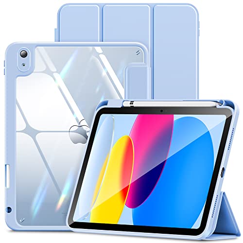 INFILAND Kompatibel mit Hülle für iPad 10th Generation 10.9 2022, Anti-Schmutz und Anti-Kratz iPad 10.9 hülle,TPU Stoßfest Grenze&Transparent PC Clear Zurück Schutzhülle,Hellblau Cover