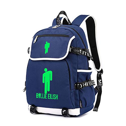 DUYUJIE Mochilas Tipo Casual Billie EILISH Oxford Mochila Hombres Y Mujeres Carga USB Mochila De Lona para Estudiantes