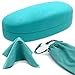 Hard Sunglasses Case with Microfiber Cleaning Cloth | Perfect for Medium to Large Frames | Men & Women | Clam-shell | AS113 Teal |
