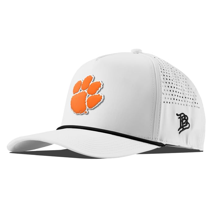 Branded Bills Officially Licensed x Clemson Tigers White Black Rope 5-Panel Clemson Tigers Paw PVC