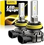 AUXITO H11/H8/H16 LED Fog Light Bulbs or DRL, 6000 Lumens 6500K Cool White Light, 300% Brightness, CSP LED Chips Fog Lamps Replacement for Cars, Play and Plug (Pack of 2)