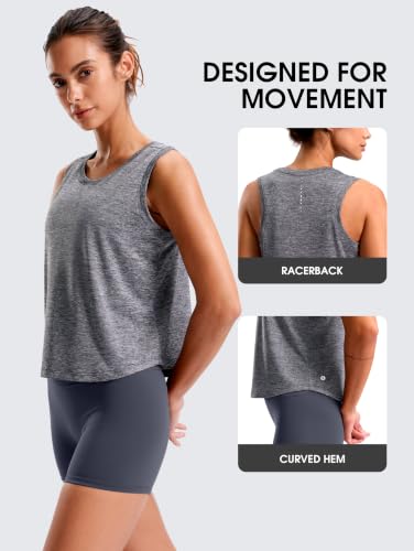 SANTINY Cropped Racerback Workout Tank Top (Heather Grey_M) — view 4