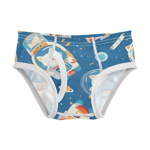 KLL Cute White Cat Astronaut Floating in Space Toddler Boys' Pure Cotton Briefs Underwear Cute Children Panties