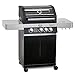 RÖSLE Gasgrill BBQ-Station Videro G3 Schwarz, Grill mit 3 Haupt- und 1 Seitenbrenner, Deckel mit Glaseinsatz & Thermometer, beleuchtete Drehknöpfe, pulverbeschichteter Stahl schwarz, Version 2021