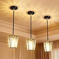 Crystal Pendant Lights Kitchen Island 3 Pack, Modern Black Gold Pendant Light Fixtures Mini Adjustable Chandeliers for Kitchen Island Dinning Room Bedroom Hallway with E26 Base (Bulbs Not Included)