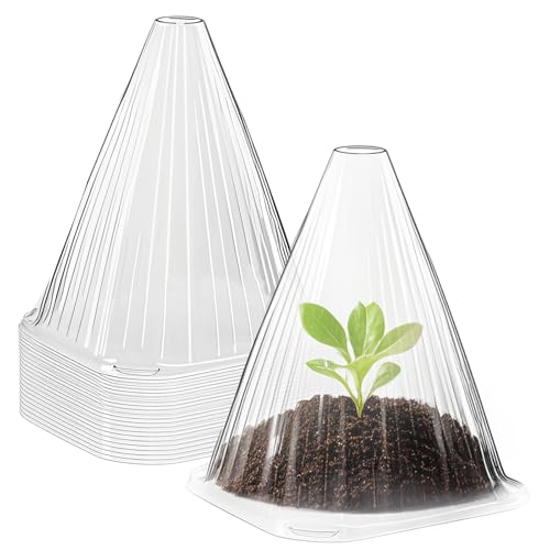 YQBFB 20Pcs Garden Plant Cloches: 22CM x 19CM Reusable Mini Greenhouse Plastic Plant Bell Covers - Garden Cloche for Growing Vegetables Protection Frost and Pest Protection (white)