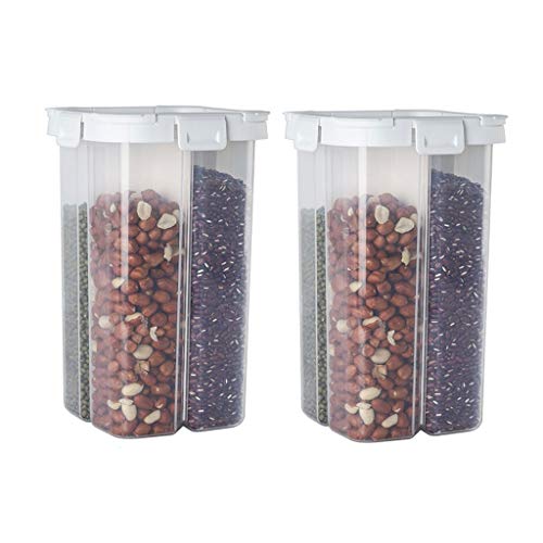 IIPOSAQQ Fresh Box Contenedores de almacenamiento de plástico para cereales, recipientes transparentes para café, granos, azúcar, fideos, contenedores herméticos (color: blanco)