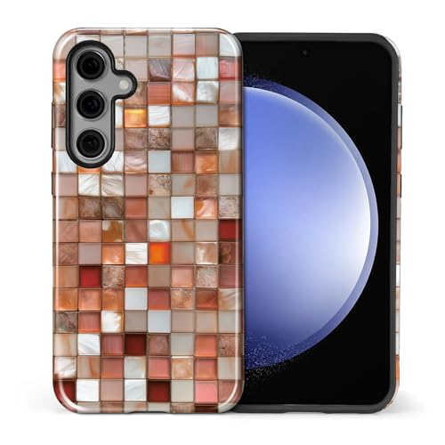 Coque Samsung S25 FE mosaïque orange idéale pour protéger votre téléphone au quotidien