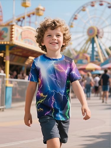 Boys T-Shirts Summer 3D Realistic Graphic Short Sleeve Tees Kids Casual Tops Soccer Car 3-11 Years3