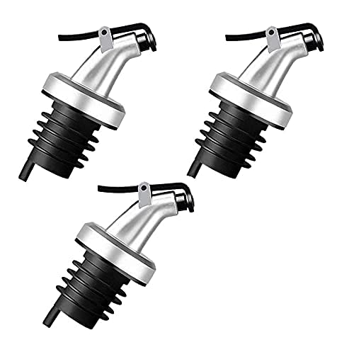 Oil Liquor Wine Free Flow Dispensers Caps for Glass Bottles, Vinegar, Wine or Salad Dressing Dispenser for Home and Kitchen Leak-Proof (Oil Bottle Cap, Pack of 3)