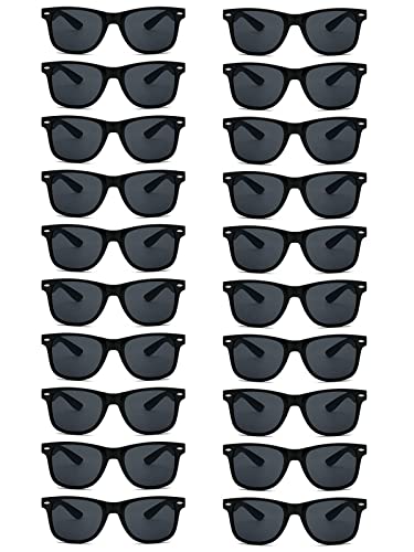 20 Pairs Bulk Sunglasses for Adult Retro 70s 90s Cheap Glasses for Party Supplies (Black)
