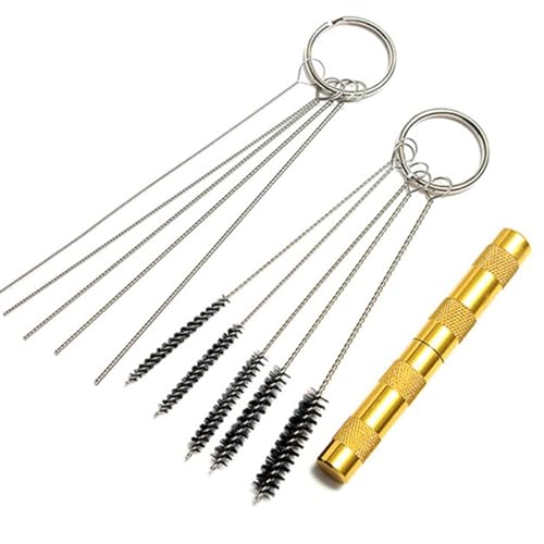 TSUOUKL 11pcs Buste De Buse Pratique Durable Aérographe en Acier Inoxydable Outil De Réparation D'aiguilles Assortiment Kit De Nettoyage Spray Cleaner