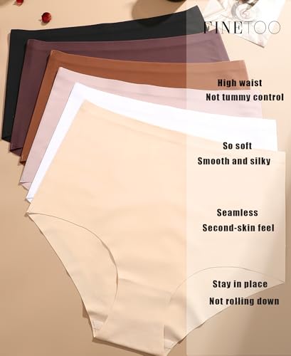 FINETOO Seamless Underwear for Women High Waisted Womens Underwear Cheeky Bikini No Show Briefs Ladies Panties 6 Pack4